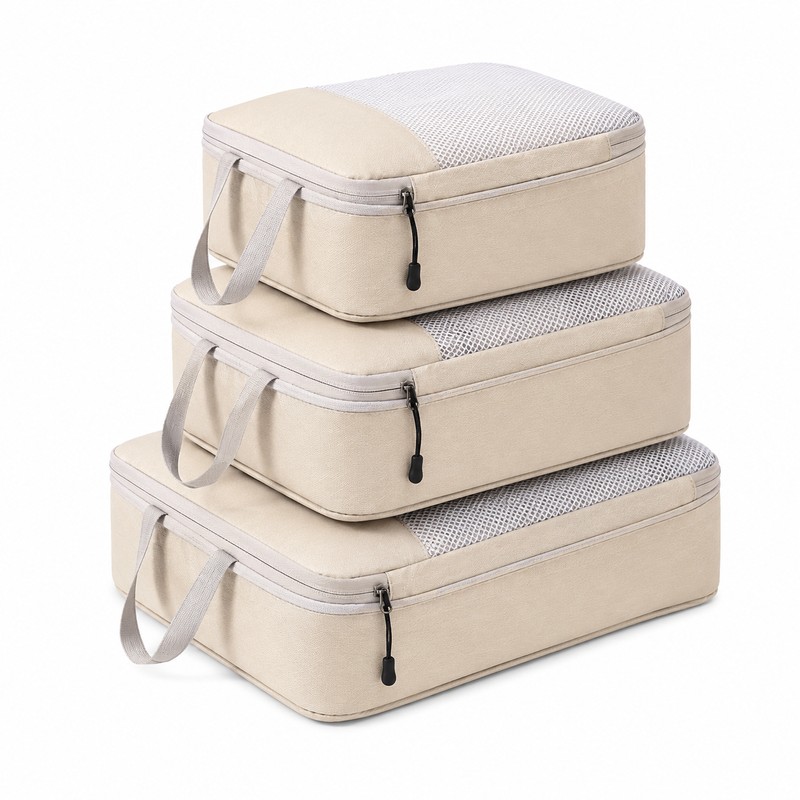 Compression Packing Cubes for Travel, 3-Piece Expandable Luggage Organizer Set,