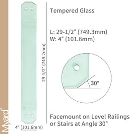 5-Pack 29.5 Inch Myard Scenic Frontier Tempered Glass Balusters with Brackets + Screws for Facemount for Level, Stair, Home, Villa, Hallway, Deck, Patio, Fence, Wood or Aluminum Railing Rails