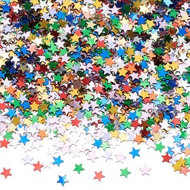 SOFPLATE 6oz/180g 9 Colors 0.15In Rainbow Star Confetti PVC Glitter Sequins Stars Metallic Sprinkles Confetti Embellishments for DIY Crafts Nail Body Art Eye Bling Birthday Party Wedding Table Decor