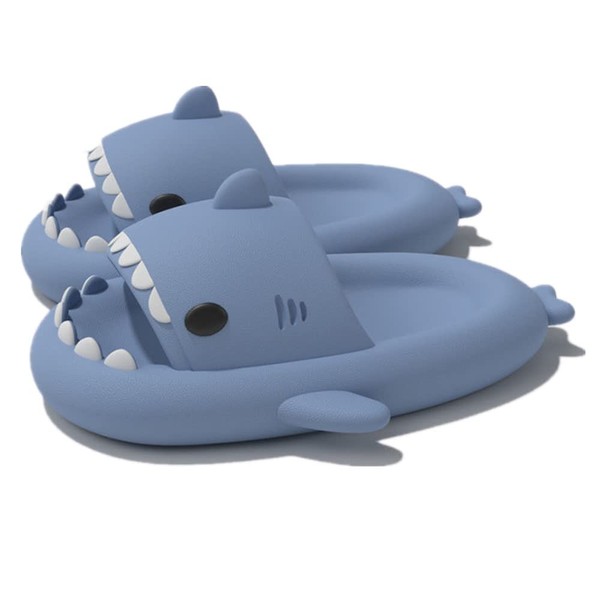 kaitesi Cute Shark Shaped Indoor Slippers, Summer Room Shoes, Washable, Non-Slip, Thick Sole, Extra Large, Men’s, Silent, Sandals, Flexible, Lightweight,Unique, EVA, blue