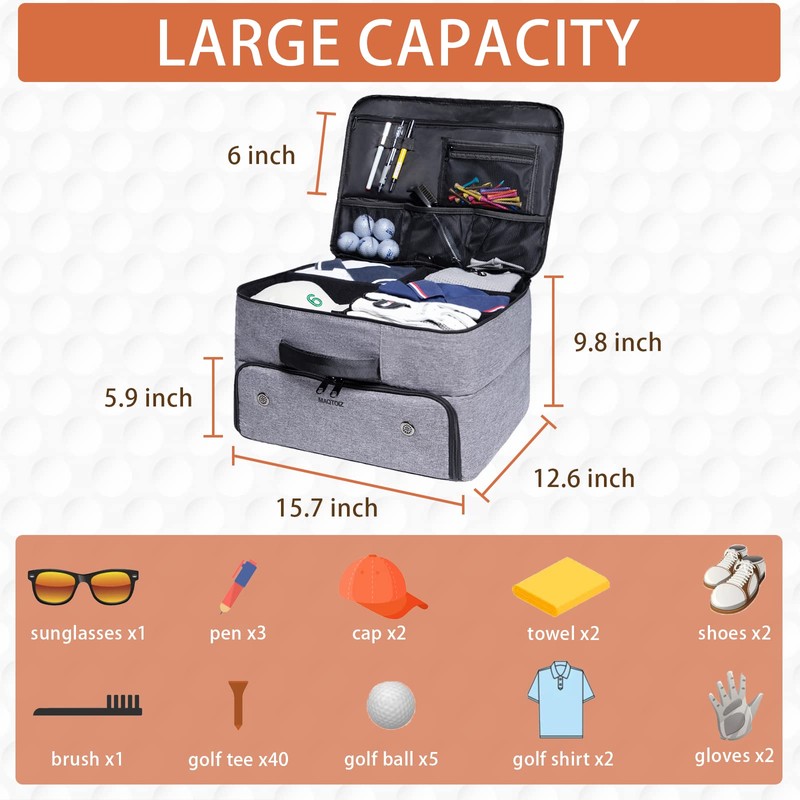 MAQTOIZ Golf Trunk Organizer 2 Layer, Car with Ventilated Compartment