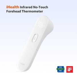 iHealth PT3 No-Touch Forehead Thermometer, 3 Ultra-Sensitive Sensors, Quiet Vibration Feedback, Large LED Digits, Accurate Thermometer Fever for Home Healthcare White - Color: White