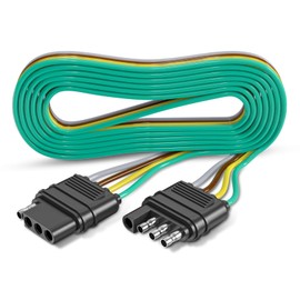 Nityrish 4 Pin Trailer Connector Harness Extension 80 Inch, 16AWG 4 Way Trailer Plug Flat Wire Extender, Male to Female Trailer Light Connector for Hitch, Utility, Boat, or RV Trailers