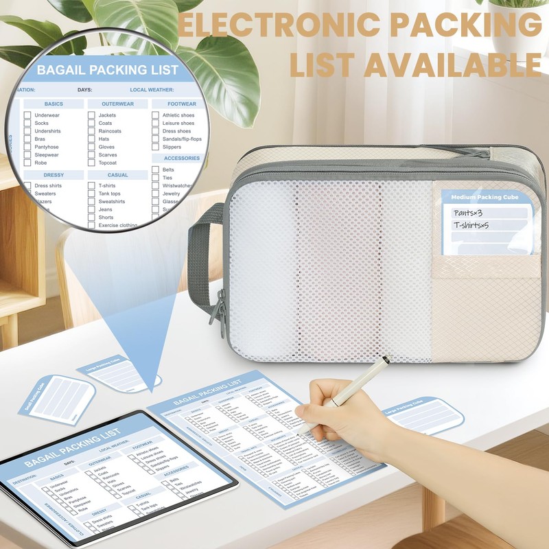 BAGAIL 6 Set/8 Set Compression Packing Cubes, Ultralight Expandable Packing
