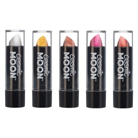 Cosmic Moon - Metallic lipstick - 5g - For fascinating metallic lips - Set of 5 colours - Contains: silver, gold, rose gold, pink, red