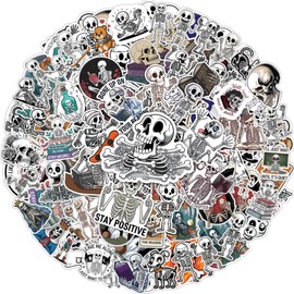 64pcs Skeleton Sticker - Xray Stickers Waterproof Decals for Water Bottles Laptop Luggage Computer Scrapbooking Teens Adults Girls Kids Funny Party Birthday Decorations