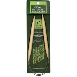 Clover 3016/36-15 Bamboo Knitting Needles, 15 inch, Natural Wood