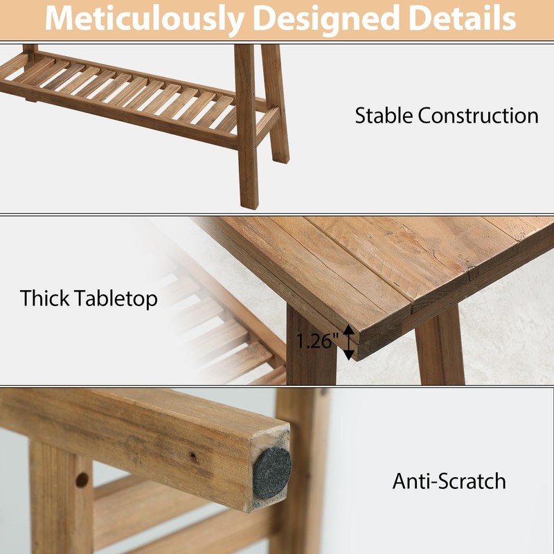 HOKYHOKY Reclaimed Solid Wood Bench-43.3" Farmhouse Entryway Bench with Storage