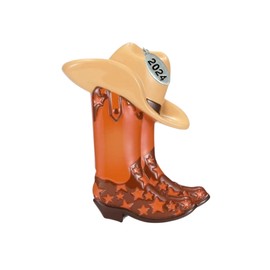 Cowboy Christmas Ornament, Brown Cowboy Boot Ornament 2024, Great Country Western Gift, Rodeo Gift Idea, Western Christmas Tree Decoration and Ornament, Durable Resin, Arrives in Gift Box