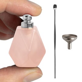 BOHO GARDEN Crystal Keepsake Urn - Wearable Small Container for Ashes, Memorial Urns Made from Real Crystal Material - Includes Spoon, Stick, Funnel & Storage Box (Rose Quartz (Silver))