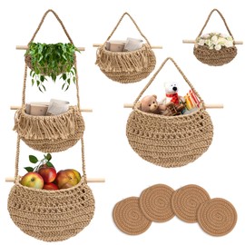 NOMAD NOOK Hanging Fruit Basket with Coasters (3 Tier)