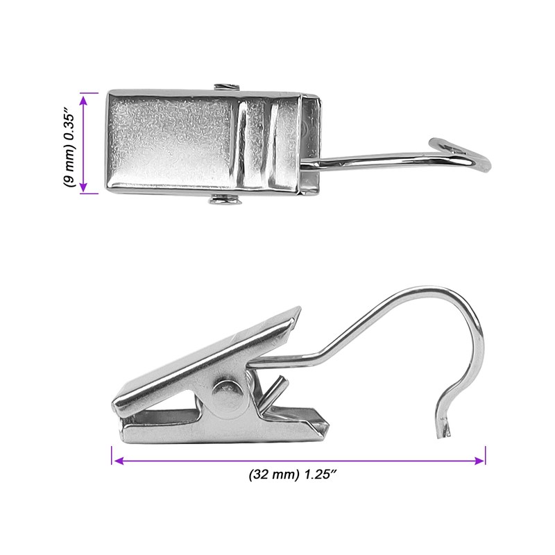 JOIKIT 100 PCS Curtain Clips with Hook, Silver Metal Curtain