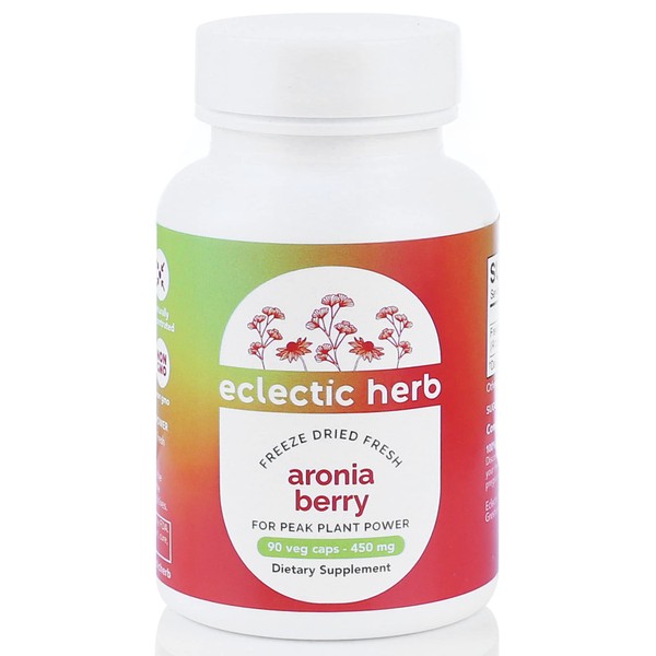 Eclectic Institute Raw Freeze-Dried Organic Aronia Berry Capsules | Supports Heart, Immune System, Digestive, and Urinary Tract Health | 90 CT
