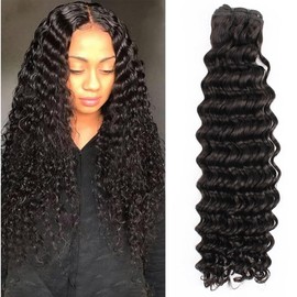 Kiss darling LASHES 20Inch Double Drawn Human Hair Bundles 15A Grade Deep Wave Vietnamese Raw Human Hair Extensions 100g/pack, Double Weft Full & Thick End, Natural Black 1b