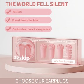 Pack of 6 Cute Cat Paw Sponge Earplugs, Soft, Slow Rebound, Reusable, Can Effectively Reduce Noise, Ideal for Rest, Concentration and Leisure, Ear Plugs for Sleeping (Pink)