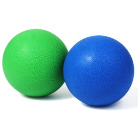 2-Pack Firm Lacrosse Massage Balls (Blue & Green) - for Deep Tissue, Trigger Point & Myofascial Release Therapy, Relieve Muscle Knots
