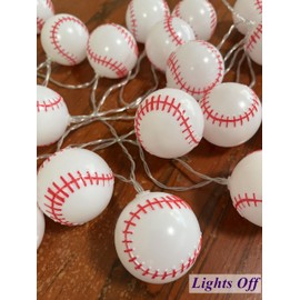 9.8ft Baseball Theme String Lights with Remote,Timer Dimmable Function,USB Powered 8 Mode 20 LED Fun Lights for Sport Themed Birthday Decorations,Son Boys Room Christmas Tree Decor,Baseball Gifts