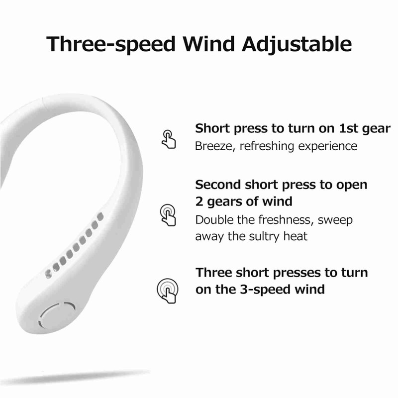 Fan 3 Gear Portable Leafless Hanging Neck 2600mAh Large Capacity