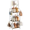 Tuohours 3-Tier Tall Purse Organizer Rack Stand, Floor-Standing Bag Storage