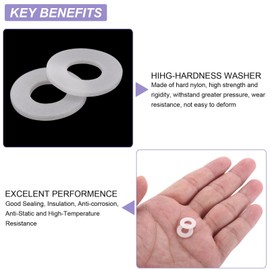 PATIKIL Nylon Flat Washers 6mm ID 13mm OD 1mm Thick M6 Hard Plastic Round Sealing Flange Gaskets-Applications for Machinery Electronics -[Qty 30 White]