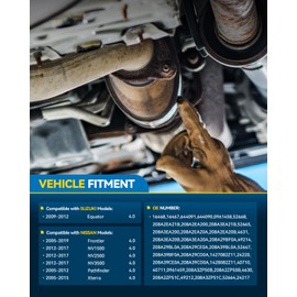 PHILTOP Catalytic Converter Direct Fits 2005-2018 Frontier 4.0L, 2005-2012 Pathfinder 4.0L, 2005-2015 Xterra 4.0L, 2012-2017 NV2500/NV1500/NV3500 4.0L, 2009-2012 Equator 4.0L, 16468 (EPA Complaint)