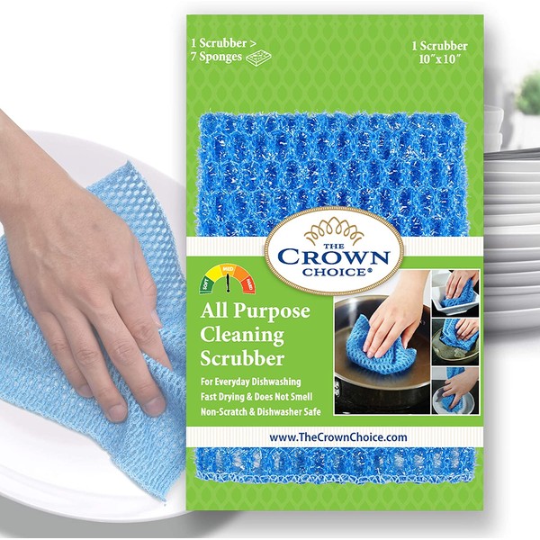 NO ODOR Dish Cloth for All Purpose Dish Washing (1 Pk) | No Mildew Smell from Sponges, Scrubbers, Wash Cloths, Rags, Brush | Outlast ANY Kitchen Scrubbing Sponge or Cotton Dishcloth