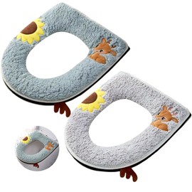 QUNXON Toilet Seat Cover, Pack of 2, Thickened Soft Toilet Cushion, Waterproof Toilet Seat Cover with Handle, with Zip, Washable Toilet Lid, for Most Toilet Seats