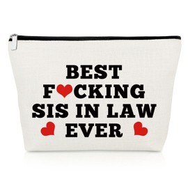 Funny Sister in Law Gifts from Sister in Law Makeup Bag Bonus Sister Novelty Appreciation Gifts for Unbiological Sister Cosmetic Bag Sister in Law Friends Gifts Christmas Birthday Gift Cosmetic Pouch