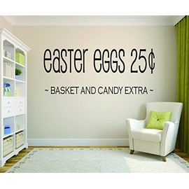 Decal Wall Sticker : Easter Eggs 25¢ Basket and Candy Extra Holiday Decoration Size: 12 Inches X 18 Inches - 22 Colors Available