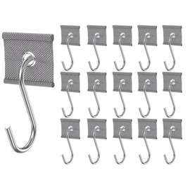 Kellegour Pack of 16 Hooks for Piping Rail, RV Awning Hooks, Piping Eyelet for 5/6 mm, 7/8 mm Piping Rail, Awning Caravan with S-Hooks for Piping Rail, Caravan, Camping Tent, Indoor/Outdoor (Grey)