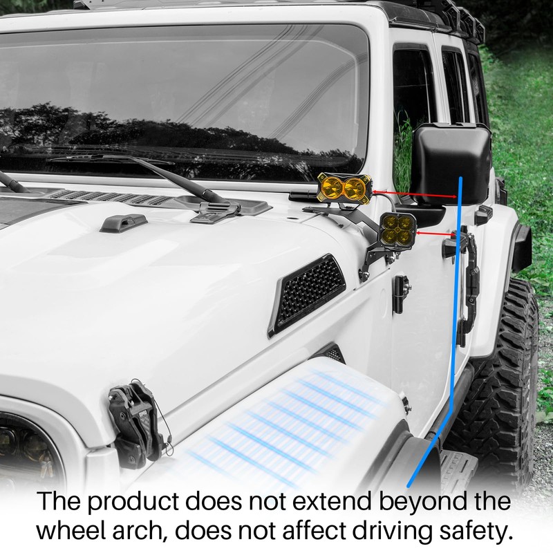 BIZOCO A Pillar Light Mount for Jeep Wrangler JL Gladiator