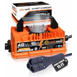 VoltRevive™ 48V 15A Lead-Acid Golf Cart Charger for EZGO RXV & TXT with 3-Pin Triangular Plug | Fast Charging with TrickleFlow™ | IP67 Waterproof