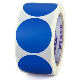 ChromaLabel 2 Inch Round Permanent Color-Code Dot Stickers, 500 per Roll, Dark Blue