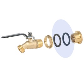 STYDDI Solid Brass Rain Barrel Spigot, Strong Flow Water Barrel Faucet with Large Handle, Quarter Turn Ball Valve Faucet with Bulkhead Fitting for Water Tanks, Water Storage Barrels, Rain Buckets