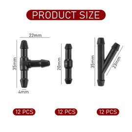 36 Stück Auto-Scheibenwaschflüssigkeitsrohrverbinder, Wischerglasrohr, Autowischerflüssigkeitsschlauchverbinder, T/Y-Form-Rohrverbinder, geeignet für 3-Wege-Waschanlage