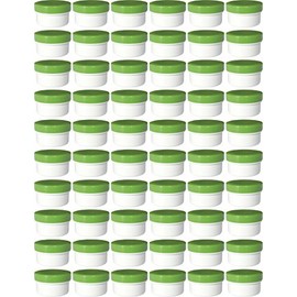 60 Ointment Containers, Cream Jars, Ointment Jars, 6 ml Contents with Green Lids, Made in Germany