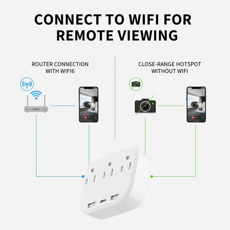 ULar 4K WiFi6 Outlet Plug-in Security Camera with Remote View