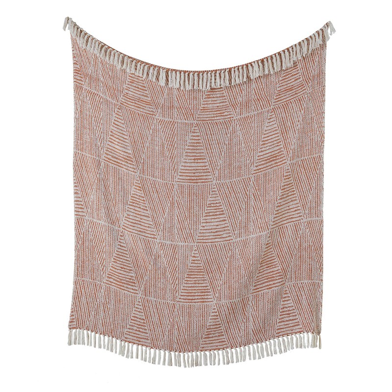 Appletree - Terracotta Geometric Throw/Blanket (180 x 130cm) - 100%
