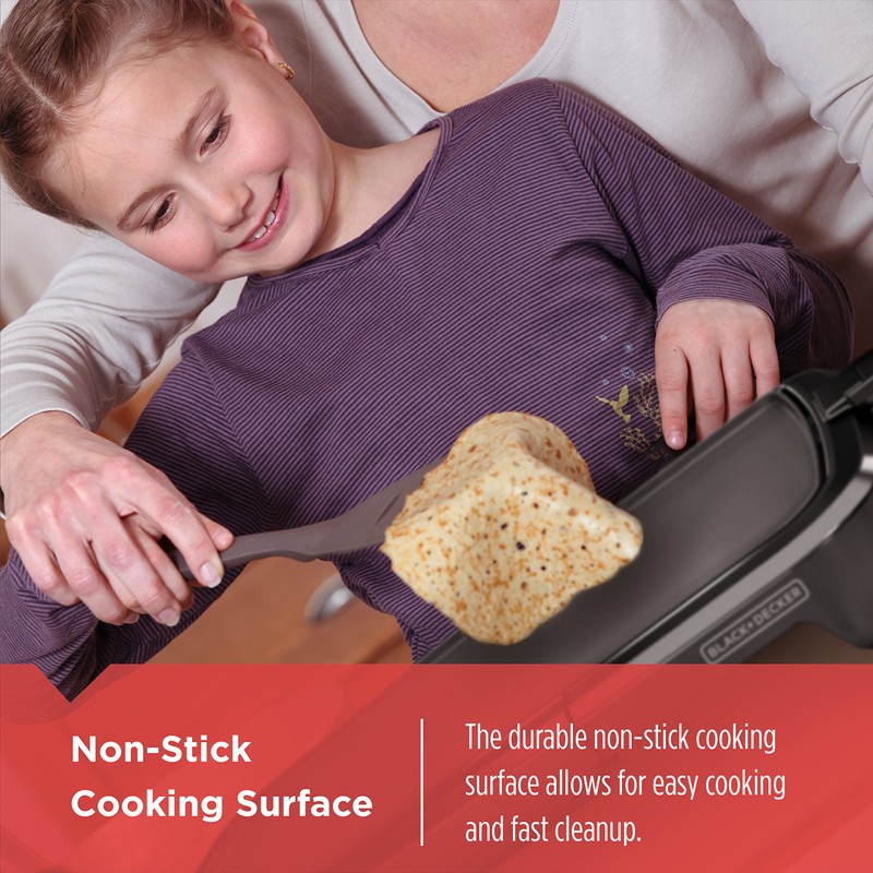 BLACK+DECKER GD2011B Family Sized Electric Griddle, 20 x 11-Inch, Black