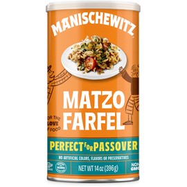 Manischewitz Matzo Farfel, 14oz Resealable Canister, Sodium Free, No Artificial Colors or Flavors, Non GMO, Kosher For Passover & Year Round