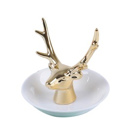 mossty Jewelry Tray Decorative Gold Deer Ceramics Ring Dish Holder Trinket Jewelry Dish Engagement Ring Holder Organizer Wedding Home Gifts for Women