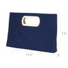Top Handle Faux Suede Clutch, Navy