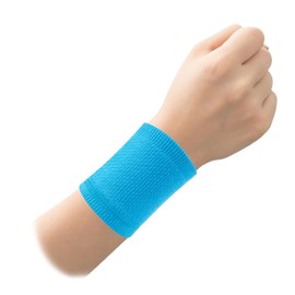 ORFOFE 1Pair Sports Compression Wristband for Fitness Protective Wrist Support for Exercise Breathable Material for Basketball Tennis Yoga and More Blue