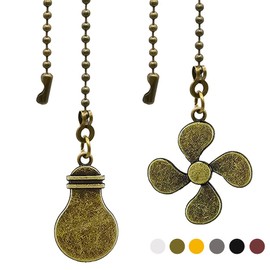 Akahttbn Ceiling Fan Chain Extender Light Pull Chain Set, 12 Inch Ornaments Extension Chains with Decorative Light Bulb and Fan Cord for Ceiling Light Lamp Fan Chain,Bronze