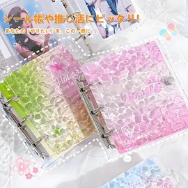 Girls Sticker Notebook, Removable, Transparent, Mini Binder, 3 Holes, Button Included, 20 Refills, 2 Plastic Vans, PP Material, Sticker Pad, Mount, Cute, Sticker Storage, Refillable, Notebook