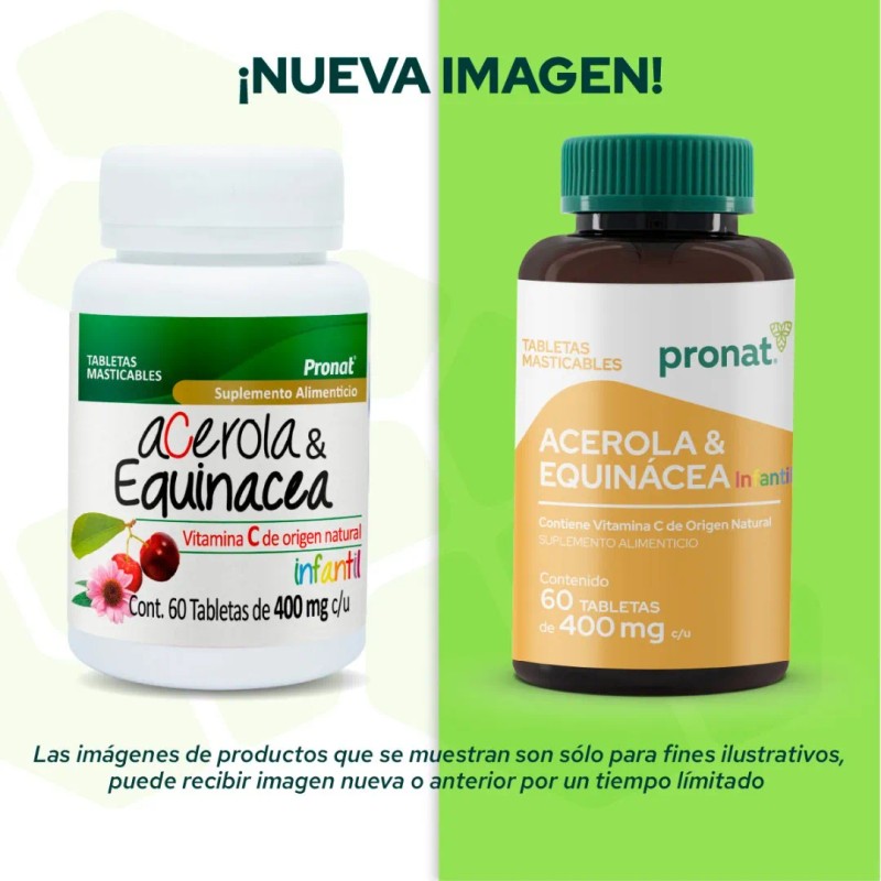 Acerola Equinácea Infantil Tabletas Masticables Sabor Frutas Pronat
