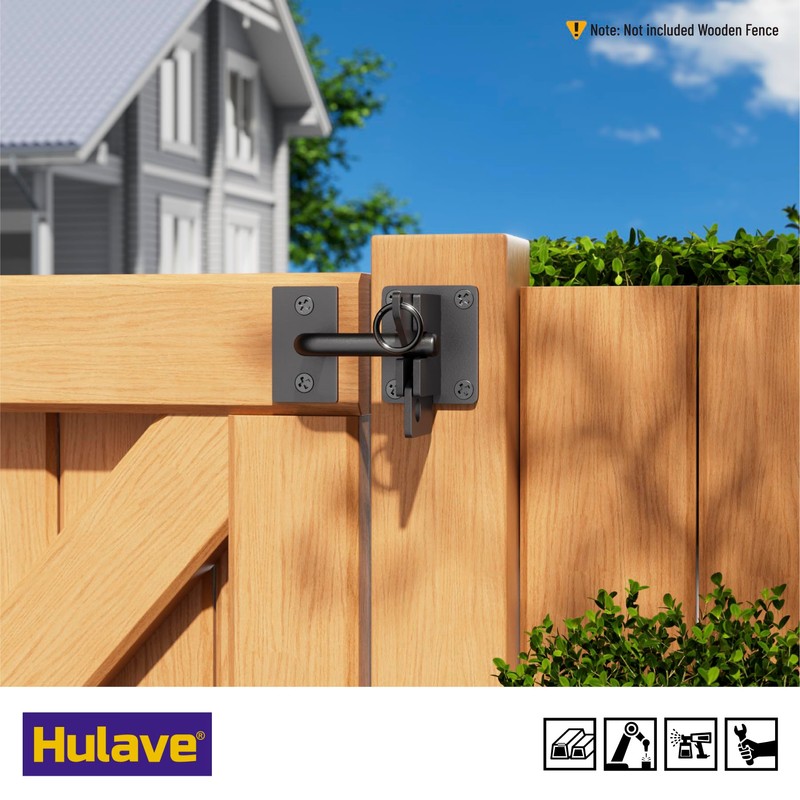Hulave 304 Stainless Steel Fence Gate Latch, Self-Locking Gravity Gate
