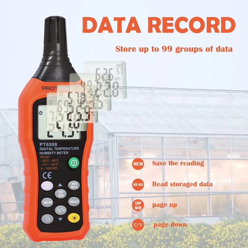 Protmex Digital Temperature Humidity Meter, Thermometer Hygrometer with Ambient Dew