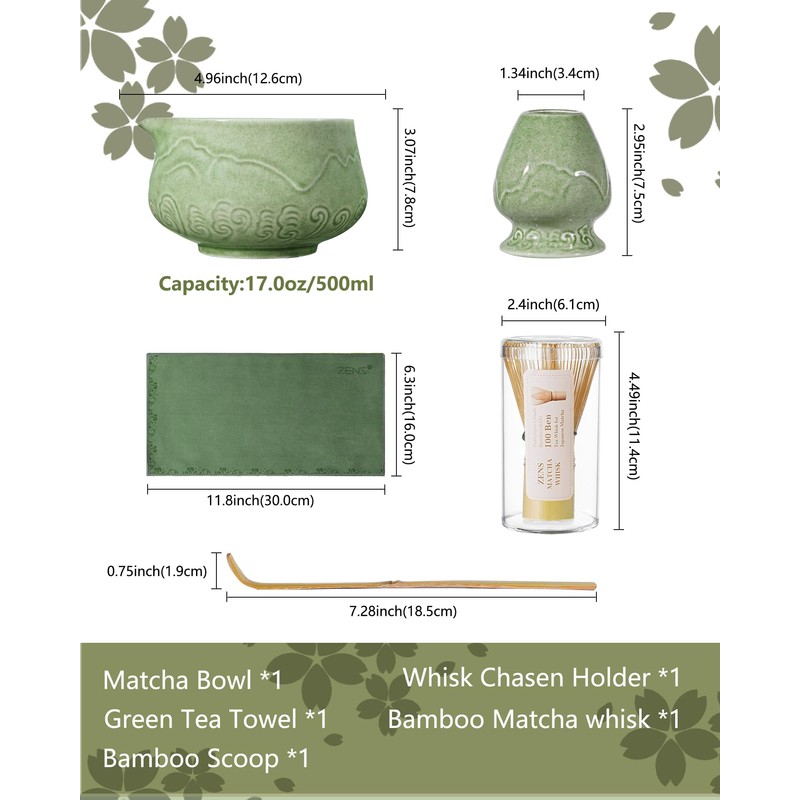 ZENS 5Pcs Japanese Matcha Set, Matcha Tea Ceremony Kit Includes