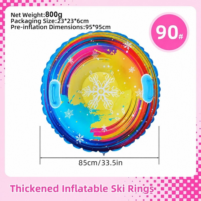 Heavy Duty Inflatable Snow Tube with Dual Handles, Thickened PVC